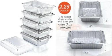 Disposable Aluminum Food Containers with Lids (55-count)