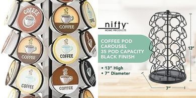 Rotating K-Cup Carousel: 35-Cup Organizer for Home or Office
