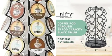 Rotating K-Cup Carousel: 35-Cup Organizer for Home or Office