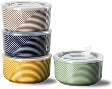 Microwave-Safe Ceramic Food Storage Bowls (Set of 4)
