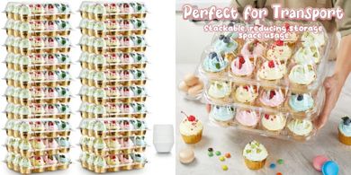 Stackable Cupcake Carrier with 240 Liners & Clear Trays (240 Cupcakes)
