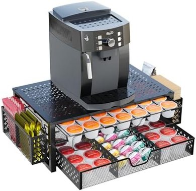 Black K-Cup Organizer: 2-Tier Sliding Drawer, Holds 63 Large/80 Small Pods