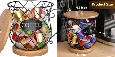 Black K-Cup Organizer with Lid: Large Capacity Pod & Capsule Holder
