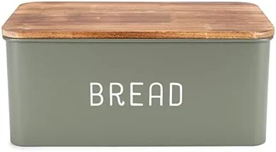 Matte Green Metal Bread Box with Lid