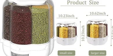 Rotating Rice & Grain Dispenser: 40lb Airtight Storage with Measuring Cup