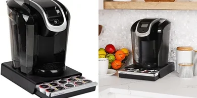 Black Coffee Pod Drawer: 30-Pod Capacity Countertop Organizer