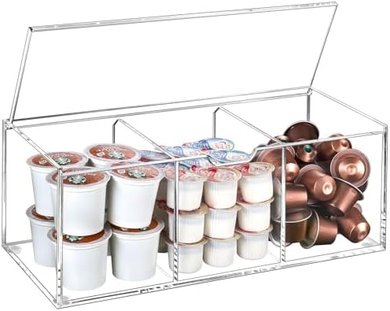 Clear Acrylic Coffee Pod Holder for 24 K-Cups & Creamer