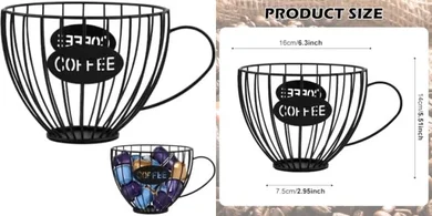 Large-Capacity Black Wire Coffee Pod & Filter Organizer