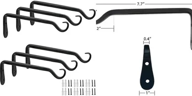 Black Wrought Iron Plant Hangers (6-pack, heavy-duty, indoor/outdoor)
