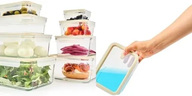 GLASSLOCK Sens 16-Piece Glass Food Storage Set: Airtight, Stackable, Microwave-Safe.