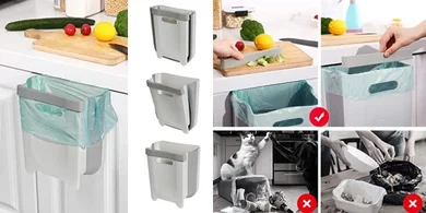Foldable Wall-Mounted Trash Can (9L) for Kitchen, RV, & Car