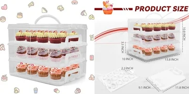 White 3-Tier Cupcake Carrier (Holds 36 Cupcakes or 3 Cakes)