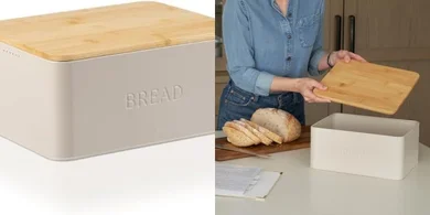 Zicoto Wooden Bread Box: Spacious storage, fresh-keeping lid.