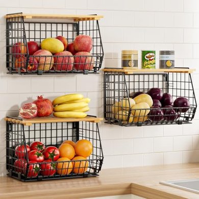 Stackable Wire Fruit & Vegetable Baskets (3-Pack)
