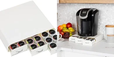 White Coffee Pod Organizer: 3 Drawers, 36 Pods
