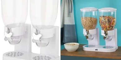 Zevro GAT201C Dual-Control Dry Food Dispenser (White/Chrome)