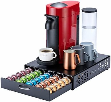 Nespresso Vertuo Pod Holder: Black Metal Stand (50 Pods)