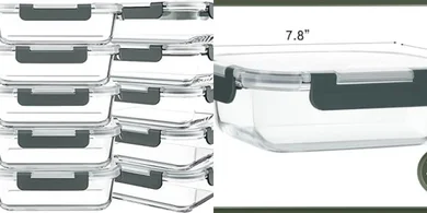 Airtight Glass Meal Prep Containers with Lids (10-pack, 30 oz)