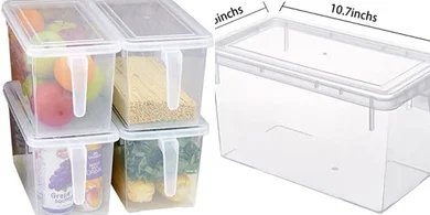 Stackable Plastic Food Storage Containers with Lids (Set of 4)