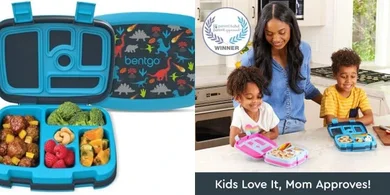 Bentgo Kids Prints: Leakproof, 5-Compartment Lunch Box (Dinosaur)
