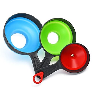 Collapsible Silicone Funnels: 3-Pack for Food, Liquids, & Canning
