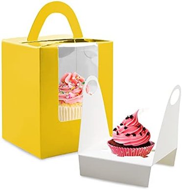 Yellow 30-Pack Clear Window Cupcake Carriers