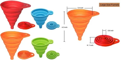 KongNai Foldable Silicone Funnels: 4 Pack (Small & Large)