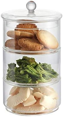Stackable Glass Canister Set with Lids (3-Tier, Clear)