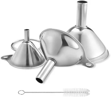 3-Piece Stainless Steel Food-Grade Funnel Set for Liquids & Oils