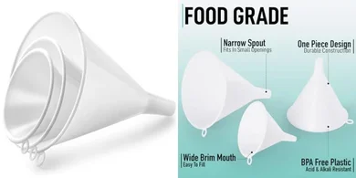 Zulay 3-Piece Plastic Kitchen Funnel Set (Large, Medium, Small)
