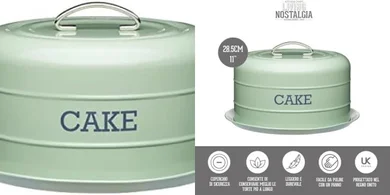 Nostalgia Airtight Cake Tin (Sage Green, 28.5x18cm)
