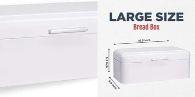 Large White Bread Box: Holds 2 Loaves (Stainless Steel)
