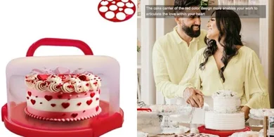 Red 10-inch Portable Airtight Cake & Cupcake Carrier
