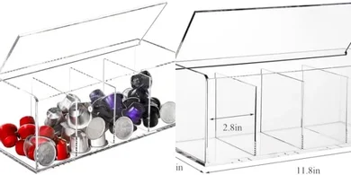 Clear Acrylic Coffee Pod Organizer with Lid (4 compartments)